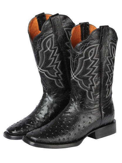 The Pro Rodeo Boot — Black Ostrich Print (No. 44673)
