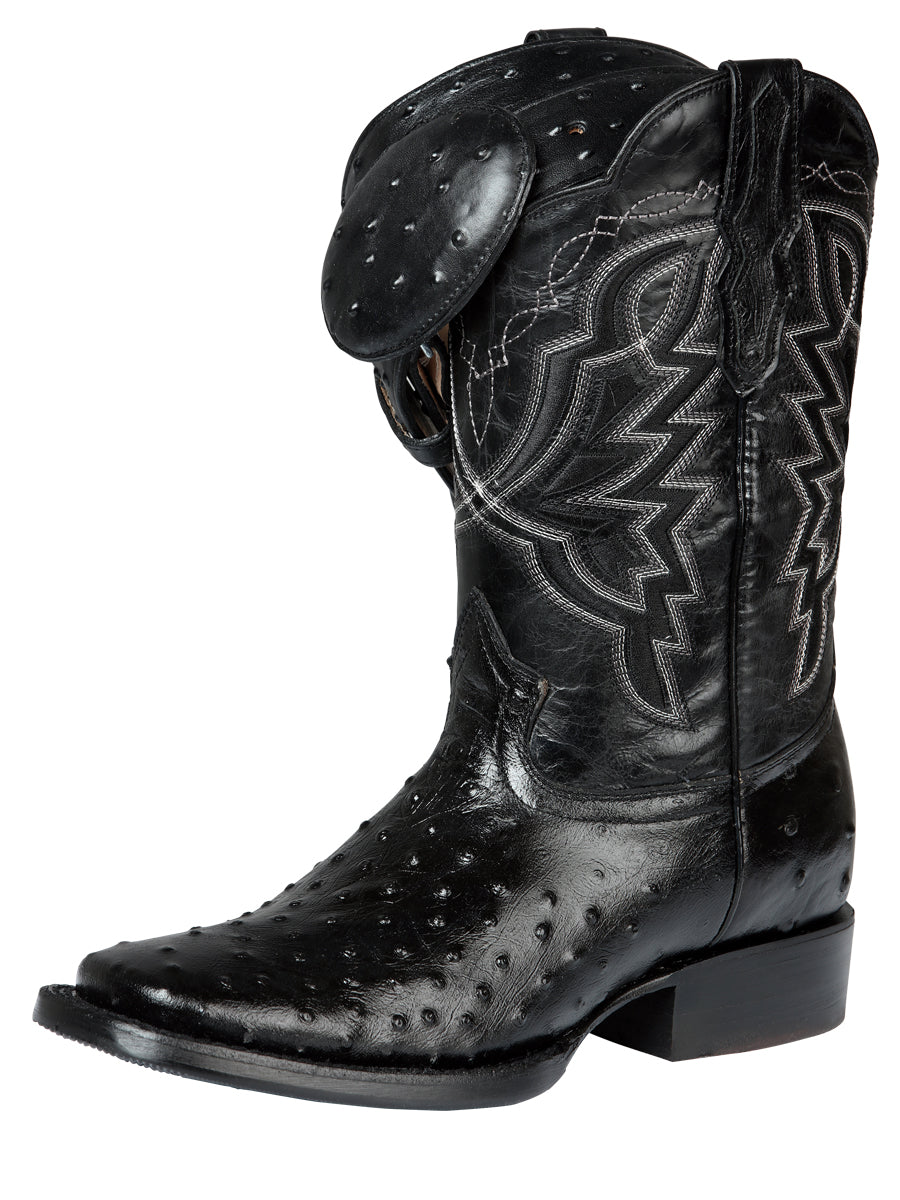 The Pro Rodeo Boot — Black Ostrich Print (No. 44673)