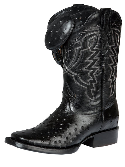 The Pro Rodeo Boot — Black Ostrich Print (No. 44673)