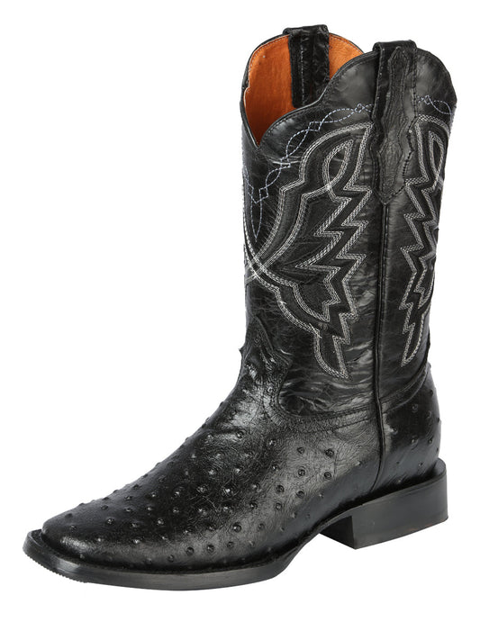 The Pro Rodeo Boot — Black Ostrich Print (No. 44673)