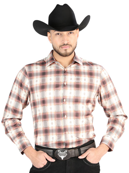 The Everyday Western Shirt — Orange & Beige (No. 44699)
