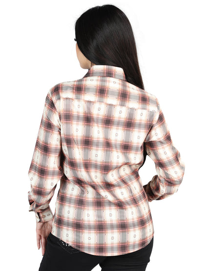 The Women's Everyday Western Shirt — Orange & Beige (No. 44716)