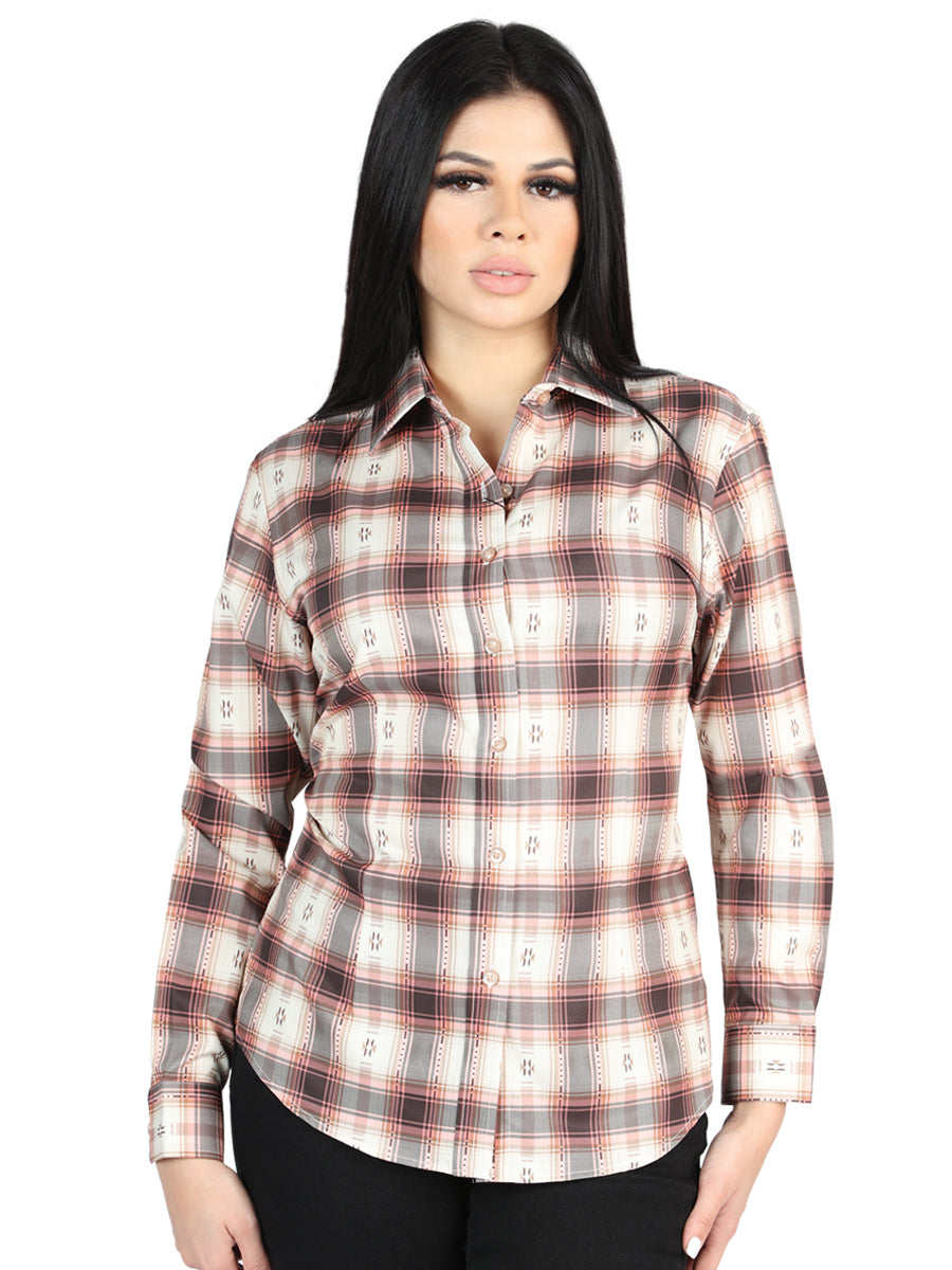 The Women's Everyday Western Shirt — Orange & Beige (No. 44716)