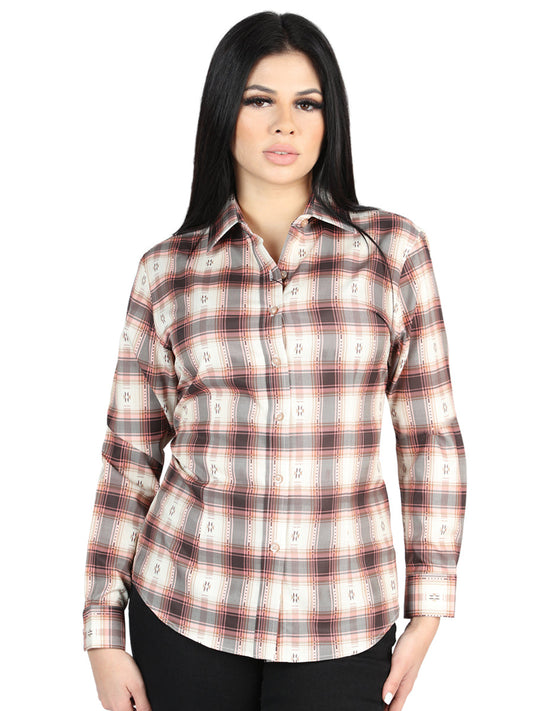 The Women's Everyday Western Shirt — Orange & Beige (No. 44716)