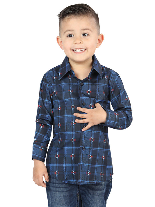 The Kids' Everyday Western Shirt — Black & Blue (No. 44738)