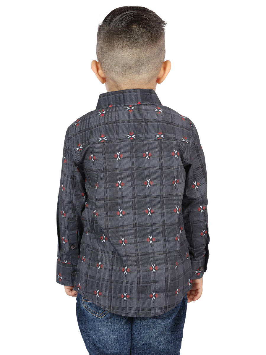 The Kids' Everyday Western Shirt — Gray & Brown (No. 44742)