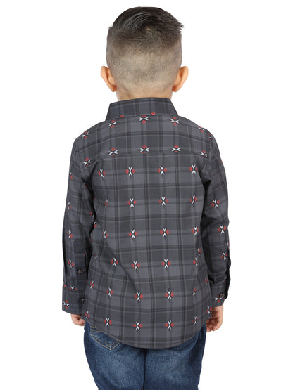 The Kids' Everyday Western Shirt — Gray & Brown (No. 44742)