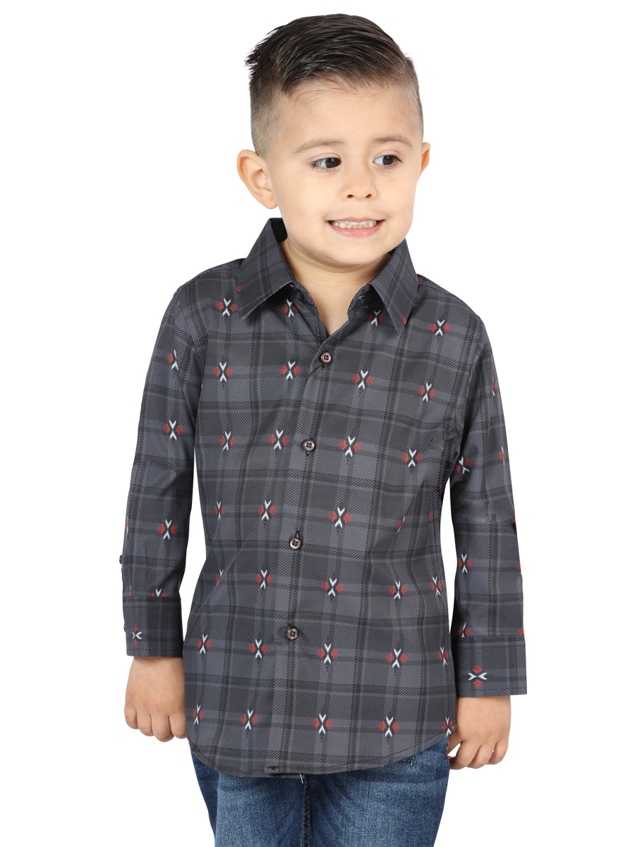 The Kids' Everyday Western Shirt — Gray & Brown (No. 44742)