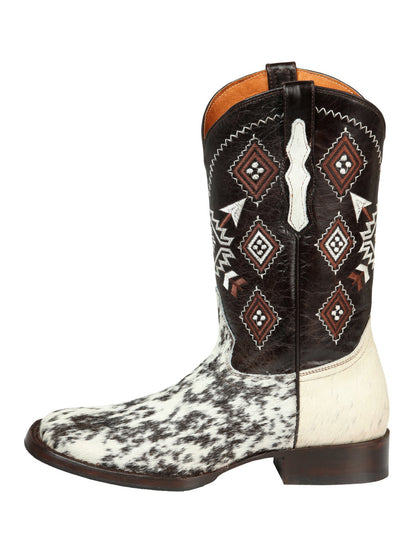 The Cowhide Rodeo Boot — White & Brown (No. 44862)