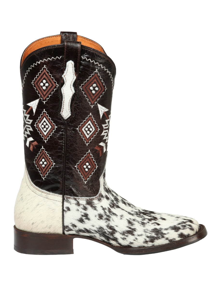 The Cowhide Rodeo Boot — White & Brown (No. 44862)