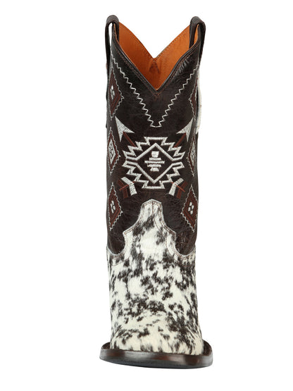 The Cowhide Rodeo Boot — White & Brown (No. 44862)