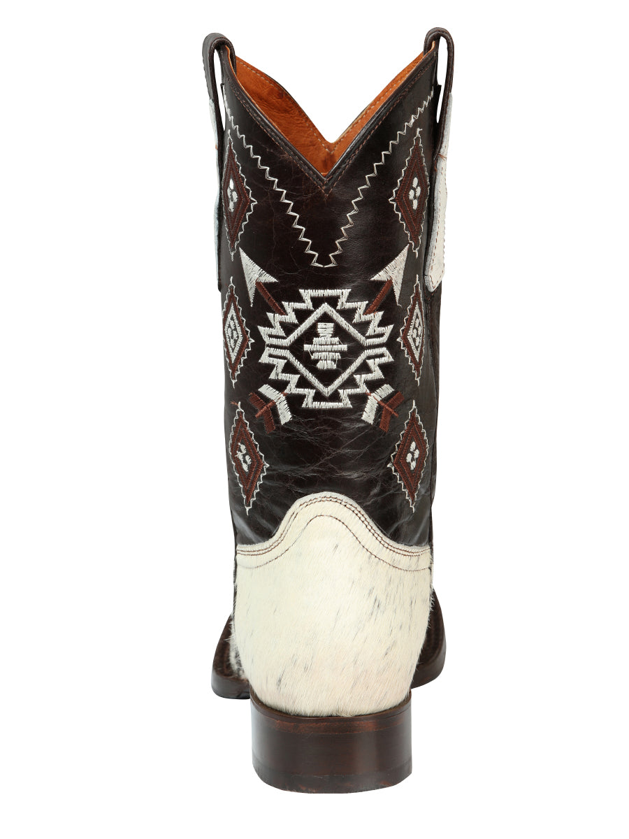 The Cowhide Rodeo Boot — White & Brown (No. 44862)