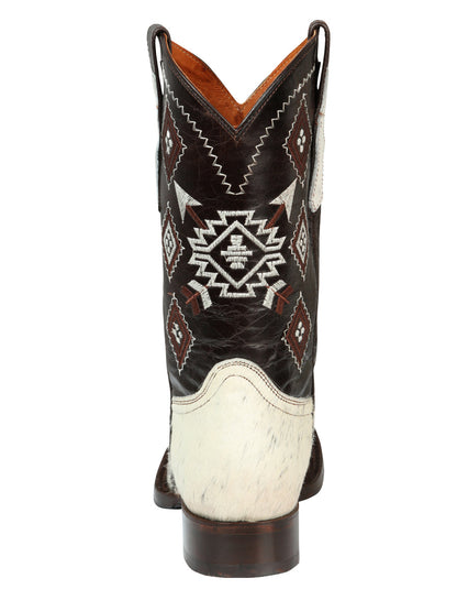 The Cowhide Rodeo Boot — White & Brown (No. 44862)