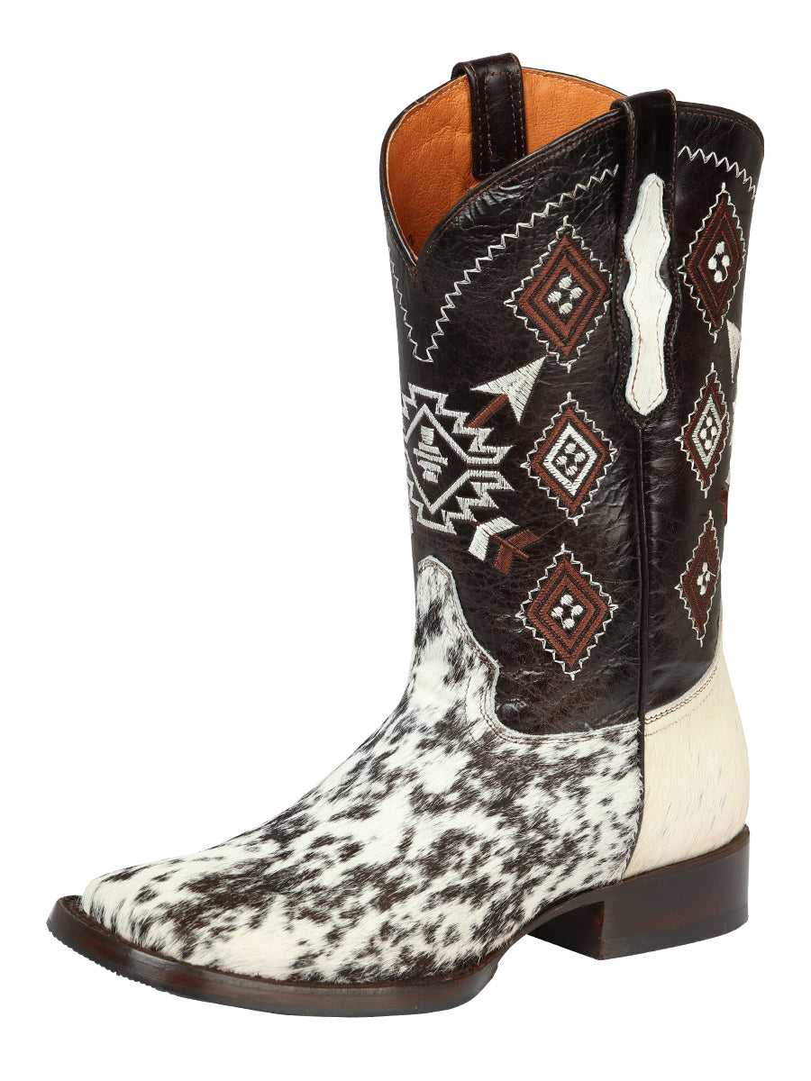 The Cowhide Rodeo Boot — White & Brown (No. 44862)