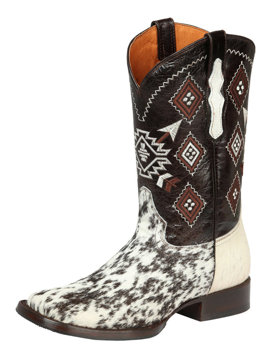 The Cowhide Rodeo Boot — White & Brown (No. 44862)