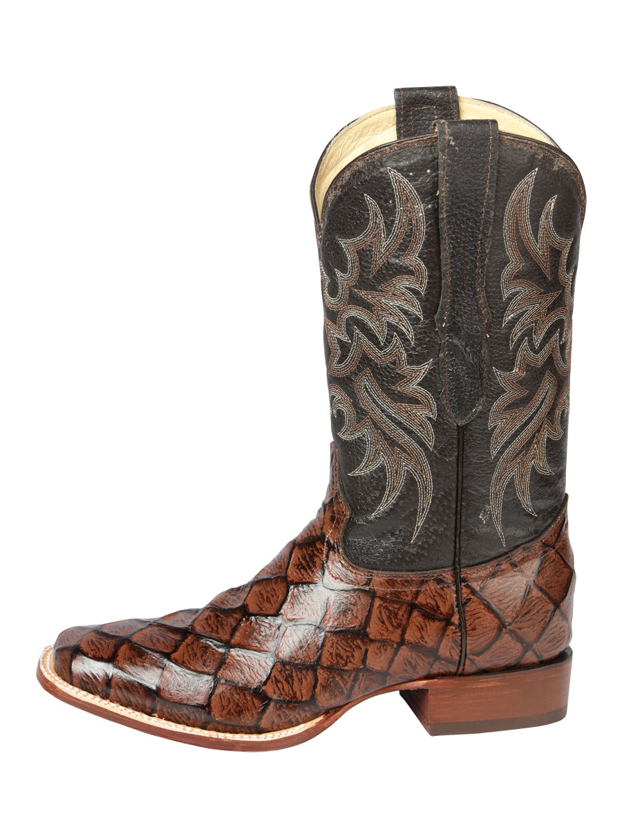 The Bulldog Rodeo Boot — Brown Monster Fish Print (No. 44931)