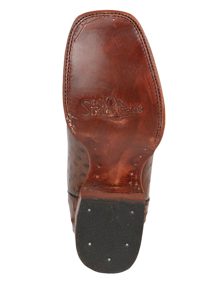 The Bulldog Rodeo Boot — Brown Ostrich Print (No. 44934)