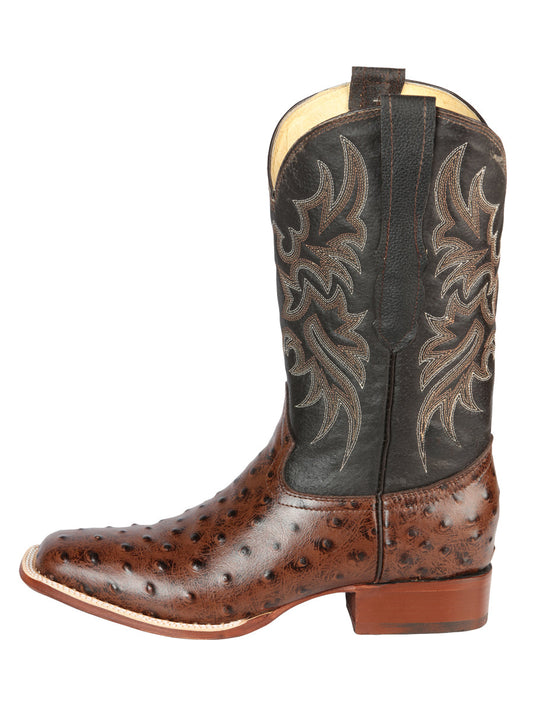 The Bulldog Rodeo Boot — Brown Ostrich Print (No. 44934)