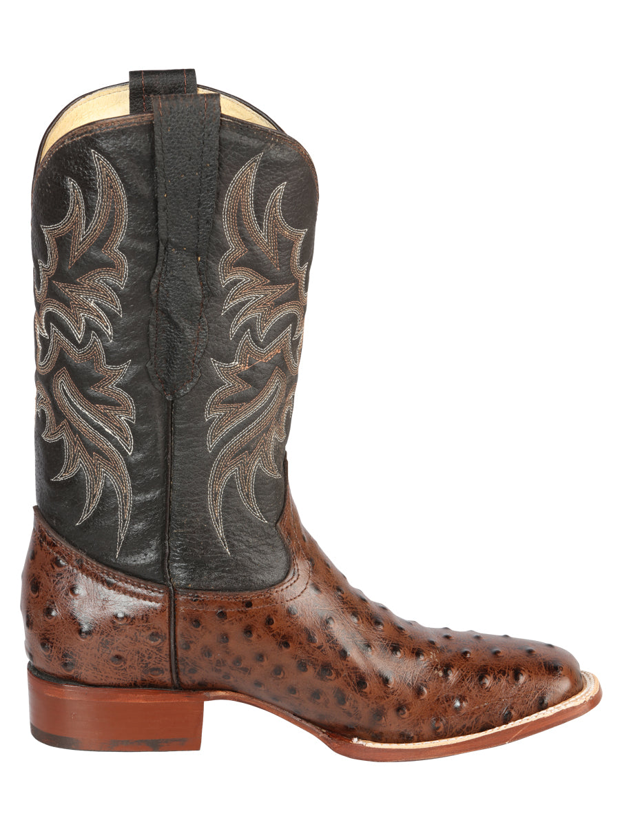 The Bulldog Rodeo Boot — Brown Ostrich Print (No. 44934)
