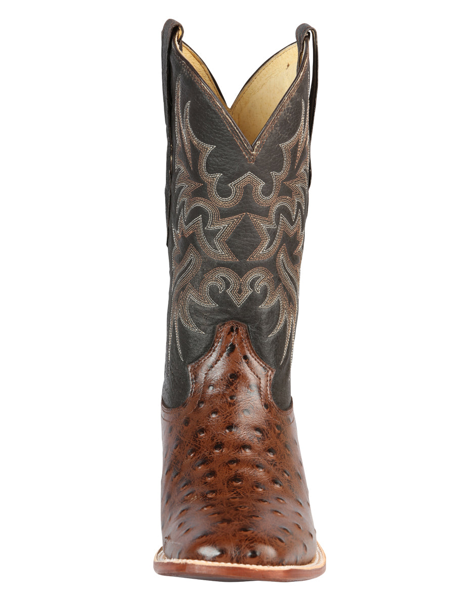 The Bulldog Rodeo Boot — Brown Ostrich Print (No. 44934)