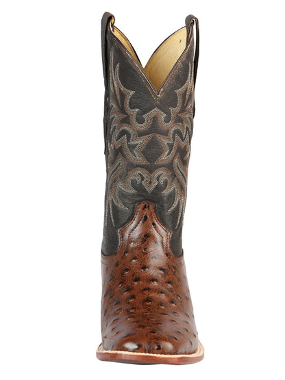 The Bulldog Rodeo Boot — Brown Ostrich Print (No. 44934)