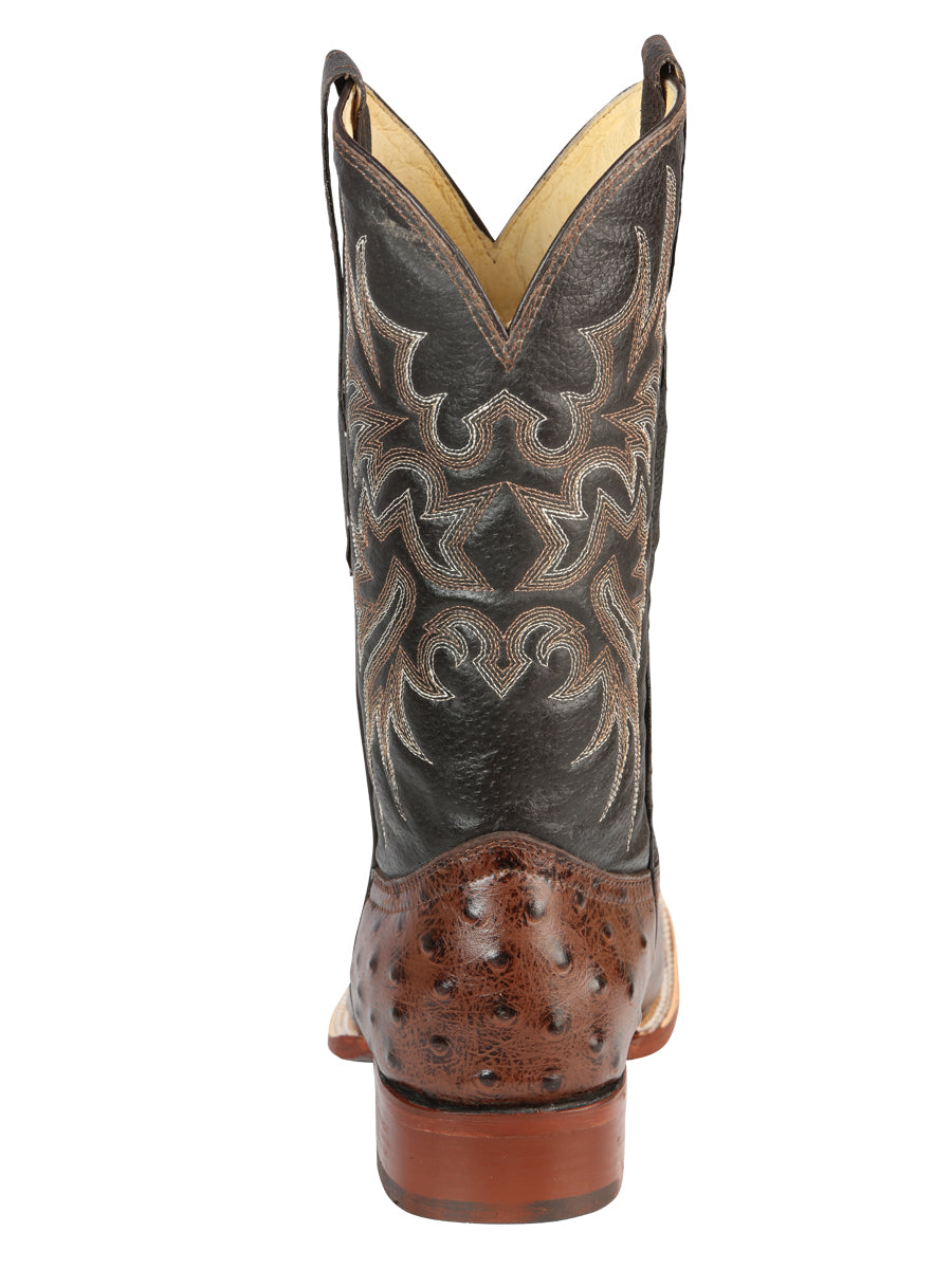 The Bulldog Rodeo Boot — Brown Ostrich Print (No. 44934)