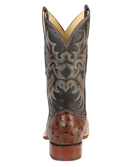 The Bulldog Rodeo Boot — Brown Ostrich Print (No. 44934)