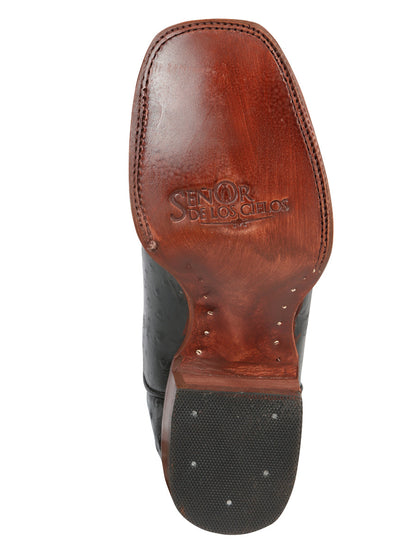 The Rodeo Boot — Black Ostrich Print (No. 44935)