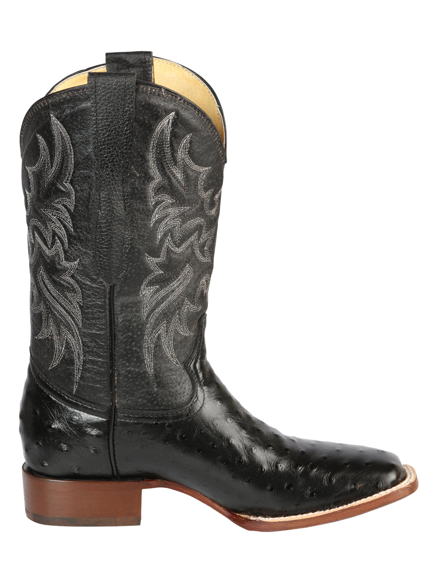 The Rodeo Boot — Black Ostrich Print (No. 44935)