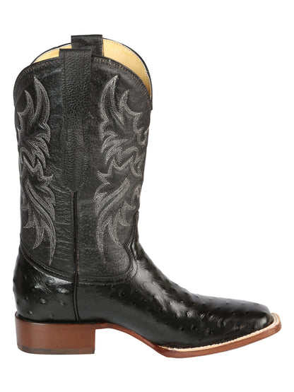 The Rodeo Boot — Black Ostrich Print (No. 44935)