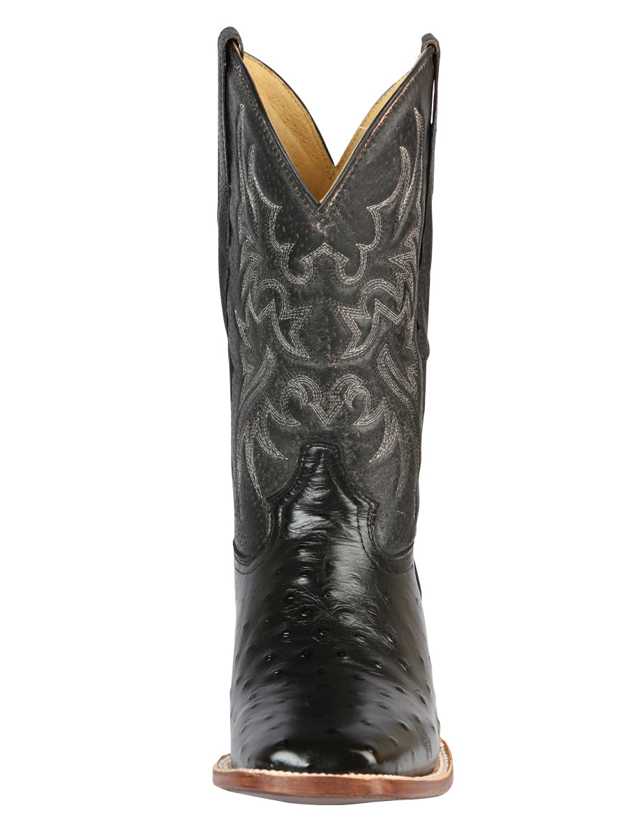 The Rodeo Boot — Black Ostrich Print (No. 44935)