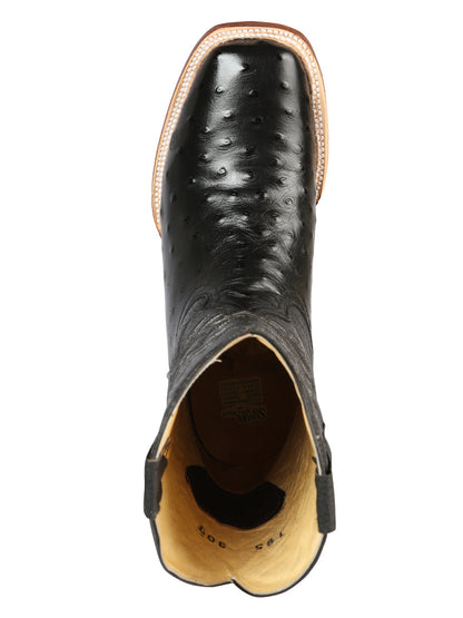 The Rodeo Boot — Black Ostrich Print (No. 44935)