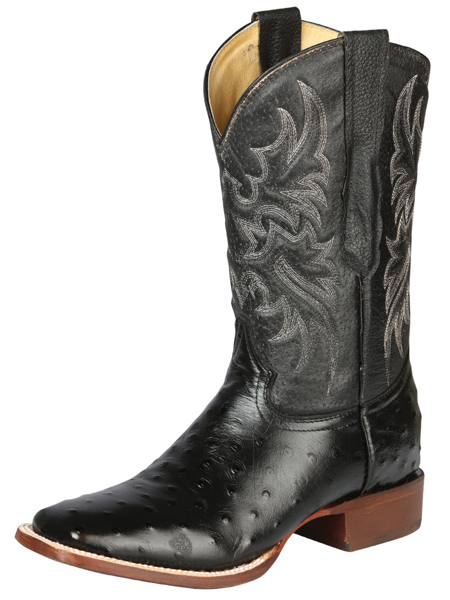 The Rodeo Boot — Black Ostrich Print (No. 44935)