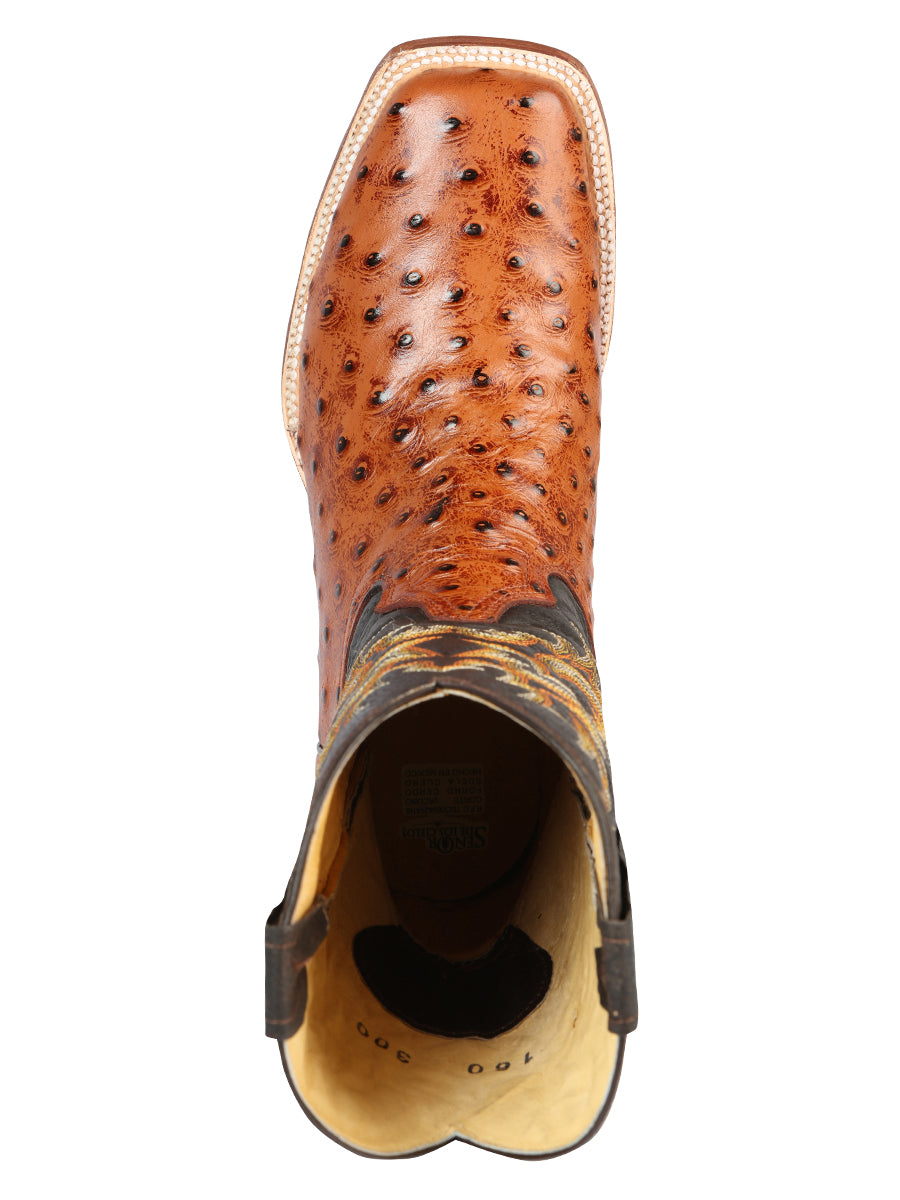 The Rodeo Boot — Cognac Ostrich Print (No. 44936)