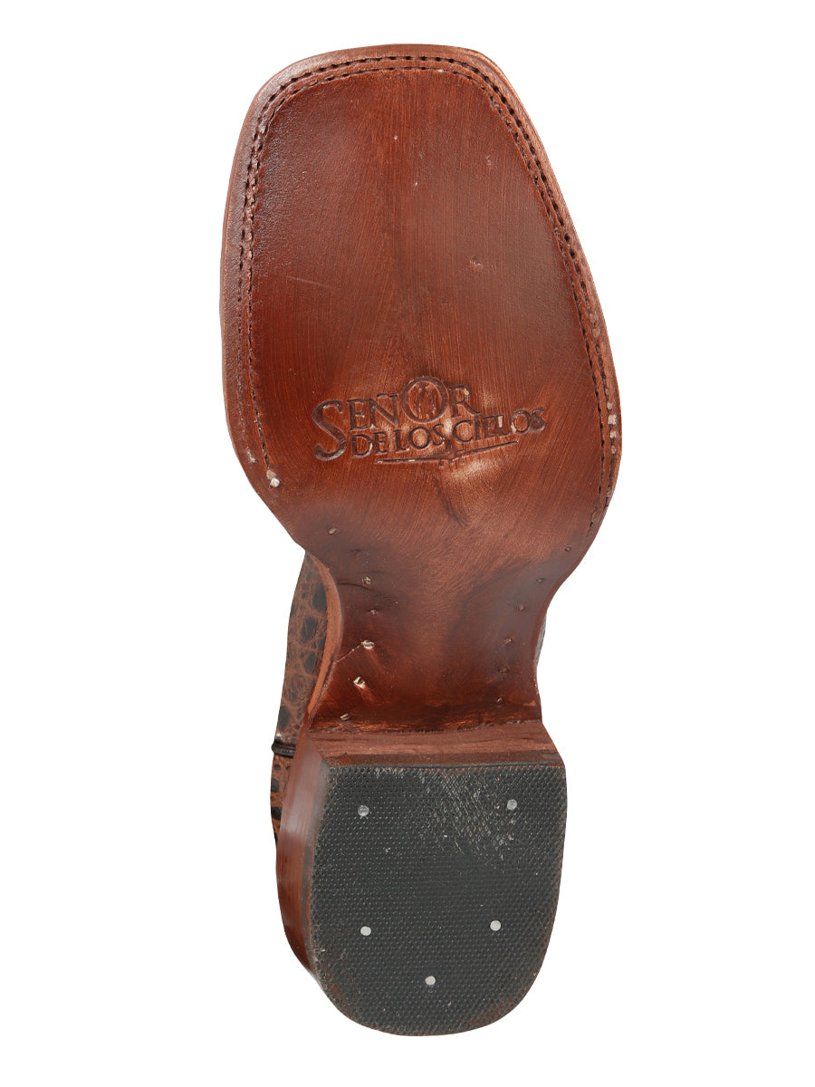 The Bulldog Rodeo Boot — Brown Caiman Print (No. 44937)