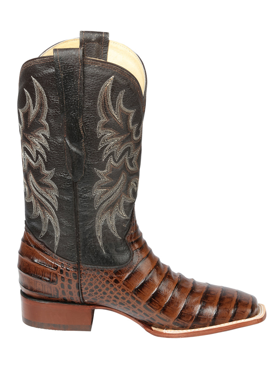 The Bulldog Rodeo Boot — Brown Caiman Print (No. 44937)