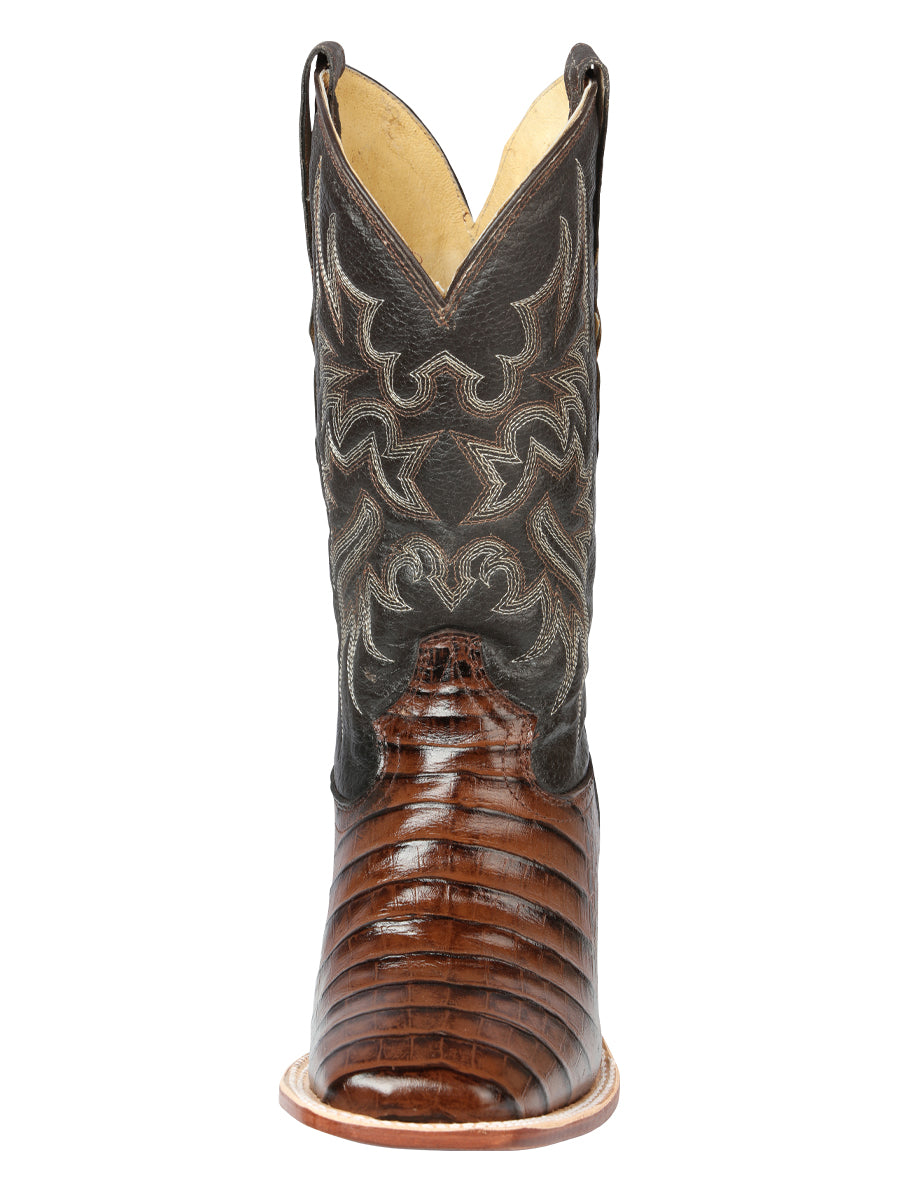 The Bulldog Rodeo Boot — Brown Caiman Print (No. 44937)