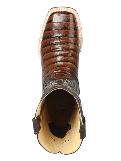 The Bulldog Rodeo Boot — Brown Caiman Print (No. 44937)