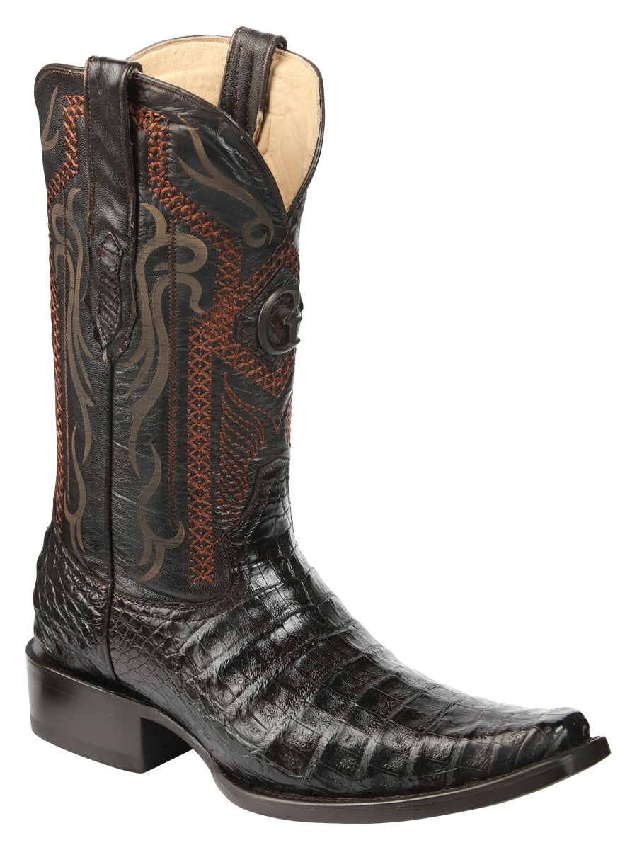 The Exotic Caiman Belly Boot — Brown (No. 45079)