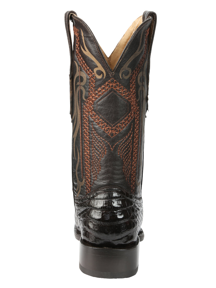 The Exotic Caiman Belly Boot — Brown (No. 45079)