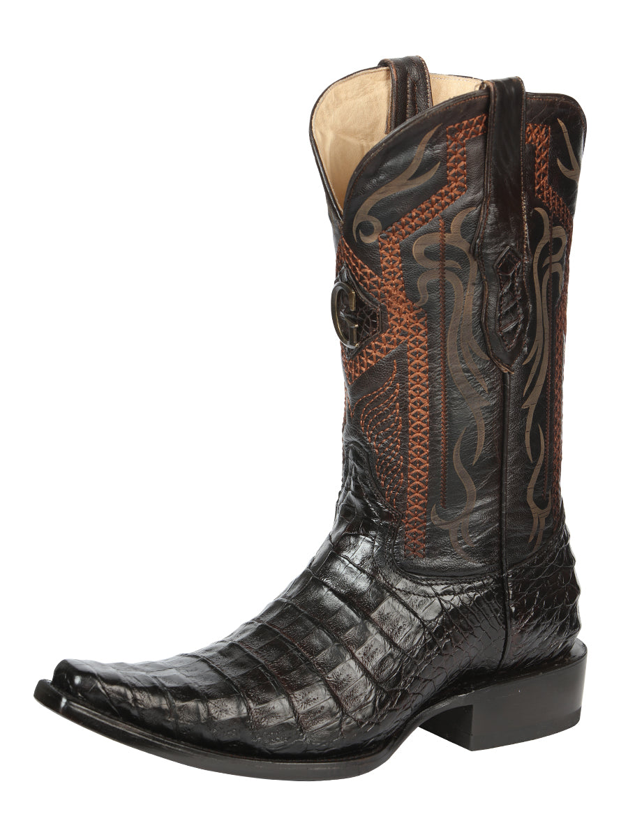 The Exotic Caiman Belly Boot — Brown (No. 45079)