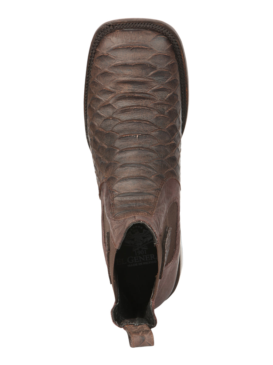 The Ankle Boot — Brown Python Print (No. 45092)