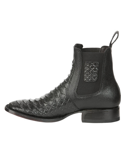 The Ankle Boot — Black Python Print (No. 45093)