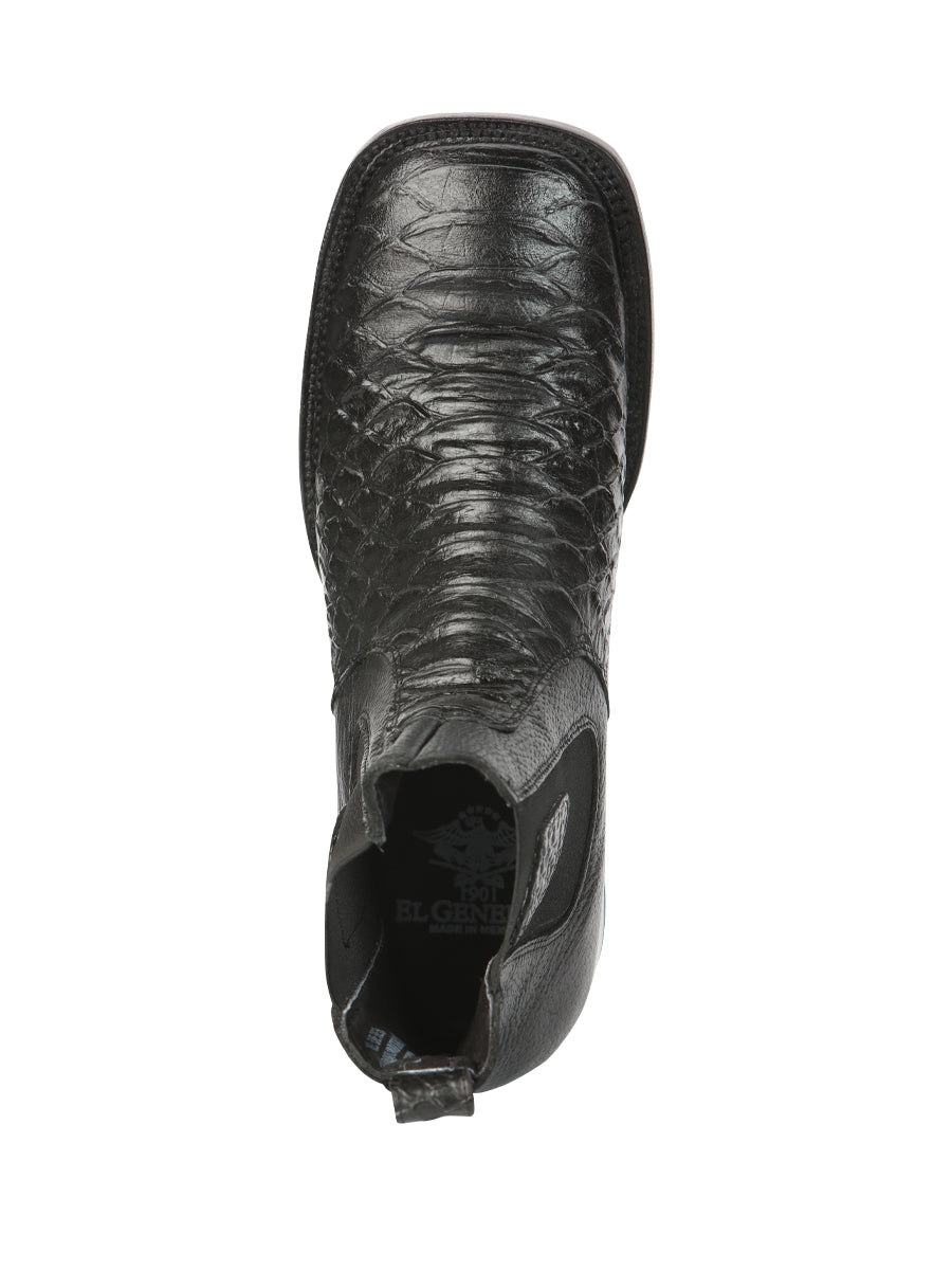 The Ankle Boot — Black Python Print (No. 45093)