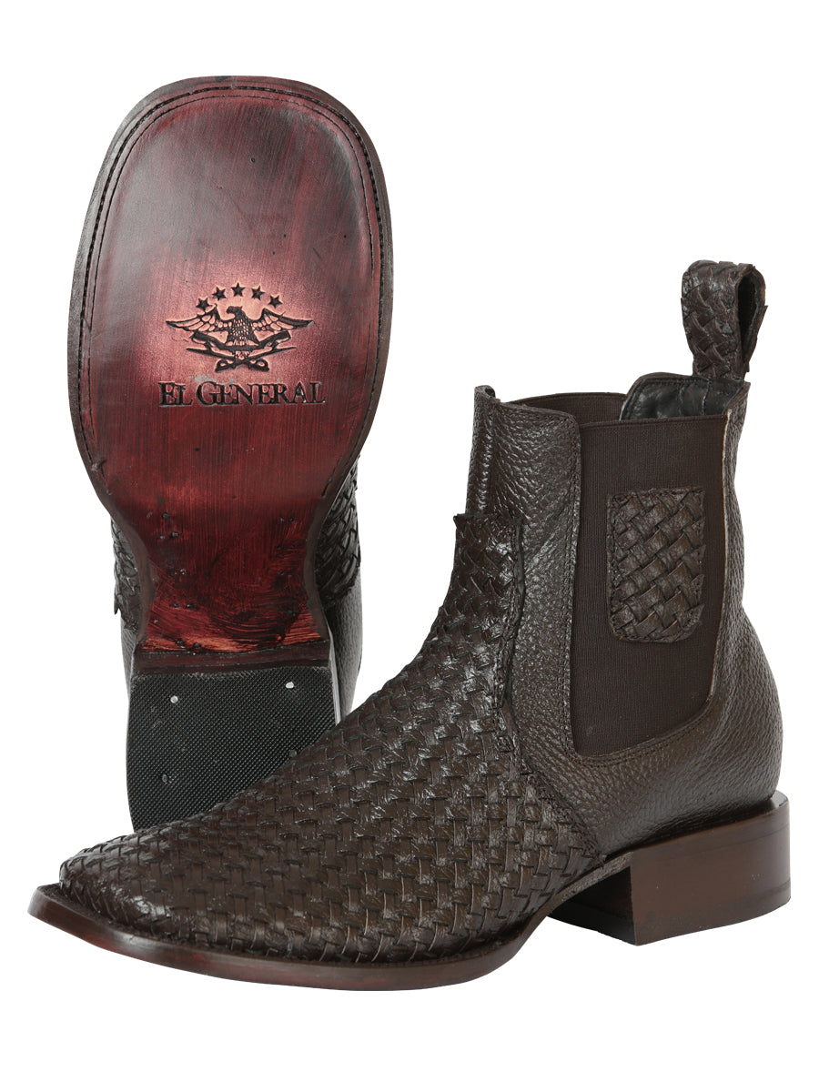 The Woven Rodeo Ankle Boot — Brown (No. 45177)