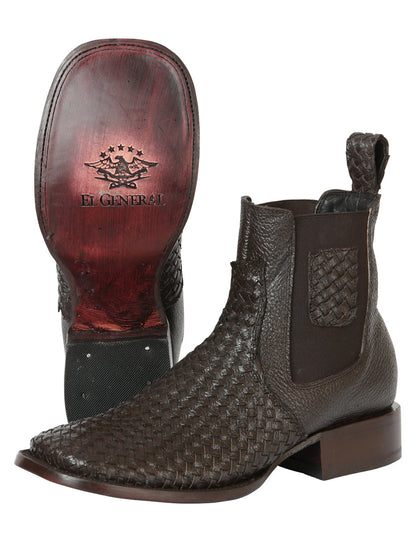 The Woven Rodeo Ankle Boot — Brown (No. 45177)