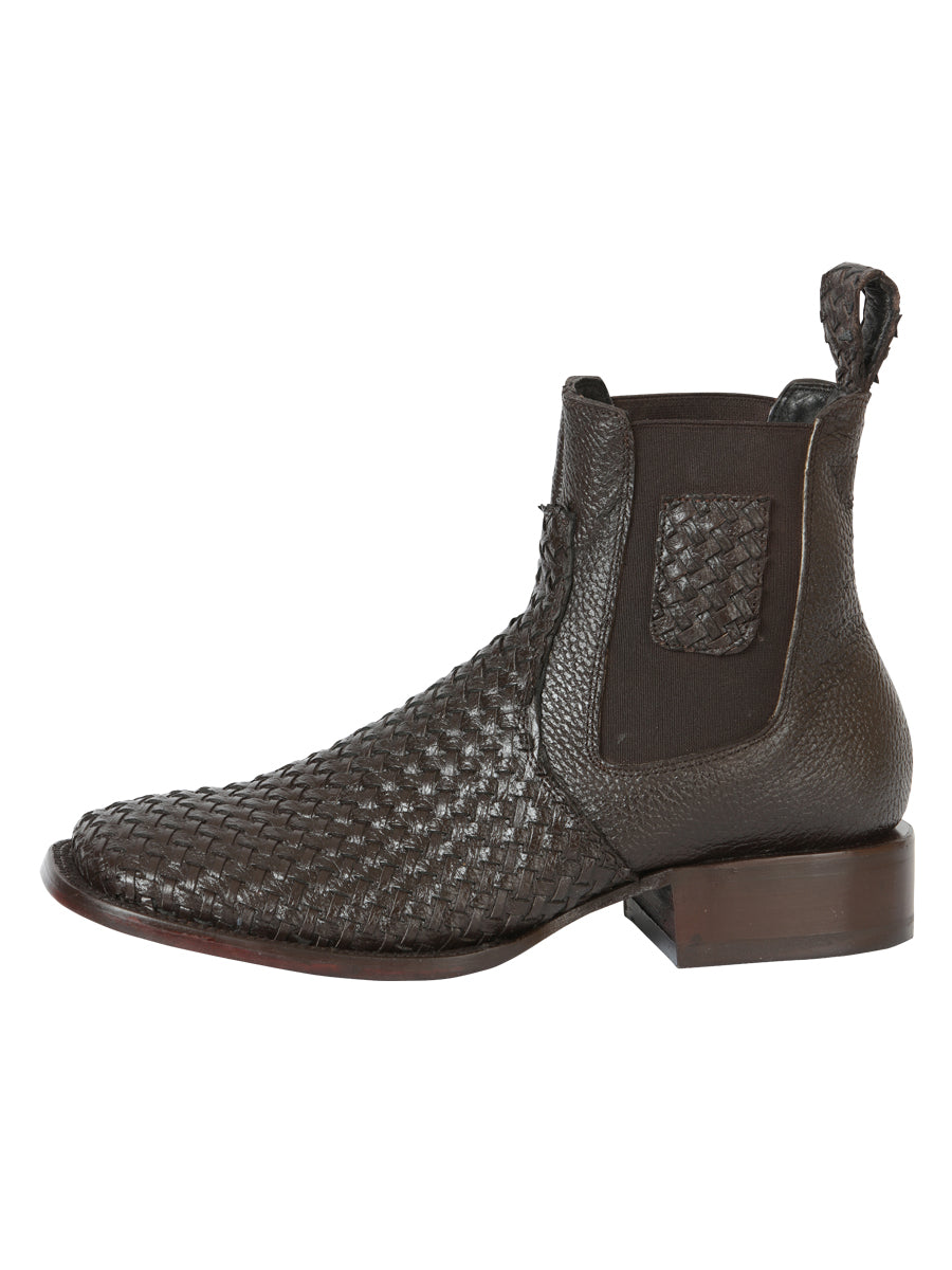 The Woven Rodeo Ankle Boot — Brown (No. 45177)