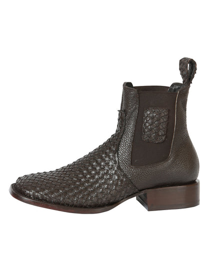 The Woven Rodeo Ankle Boot — Brown (No. 45177)