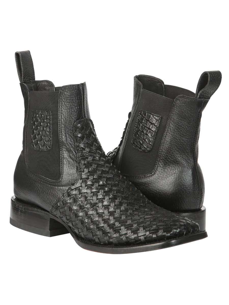The Woven Rodeo Ankle Boot — Black (No. 45181)