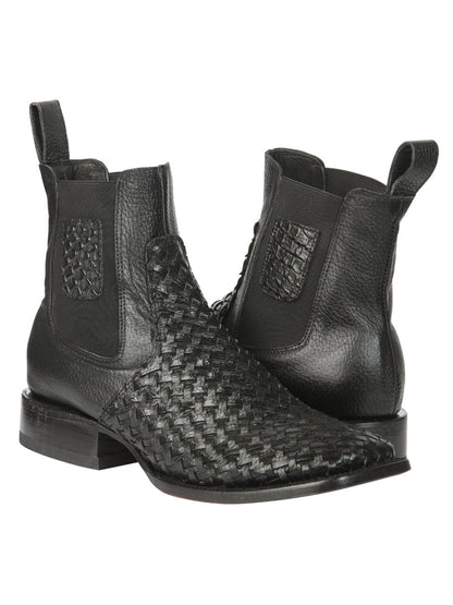 The Woven Rodeo Ankle Boot — Black (No. 45181)